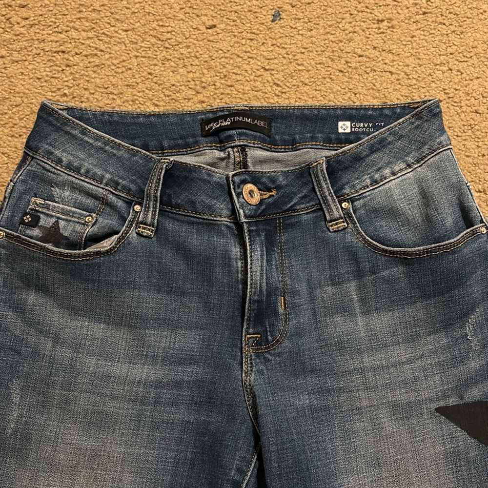 Hand Painted Stars Levi Curvy Bootcut Blue Jeans Size 4 Short - Picture 4 of 11